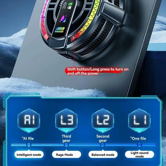 Alt view image 2 of 6 - RGB Semiconductor Cooler Radiator for Tablet Temperature Control with Digital Display Adjust Power Temp Control