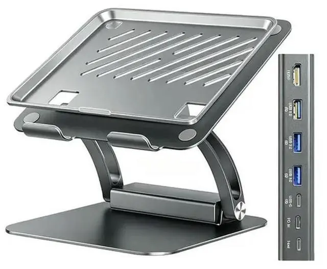 Main image of Ergonomic Holder Laptop Stand With PD100W 4K@ 60Hz USB-C Hub 3 USB Ports, Detachable Docking Station For 10- 17" Laptop