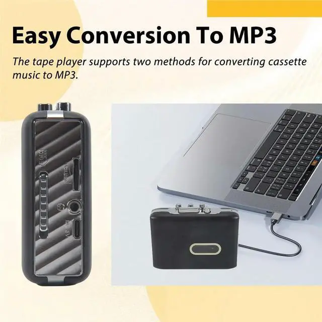 Main image of Cassette Player Cassette Recorder USB C Cassette Tape to MP3 Converter Cassette Tape Player with Headphone B