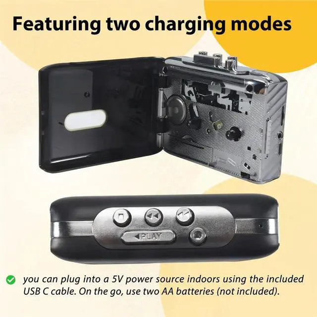 Alt view image 3 of 3 - Cassette Player Cassette Recorder USB C Cassette Tape to MP3 Converter Cassette Tape Player with Headphone B