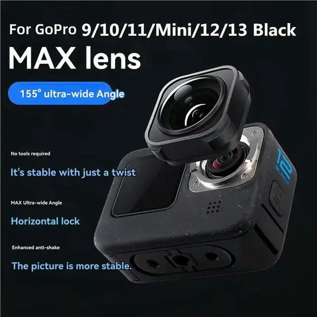 Alt view image 2 of 3 - 2X Max Lens Mod Wide Angle Lens For Gopro Hero 12 11 10 9 Camera 5M Waterproof Anti-Shaking 155° Wide Angle Lens