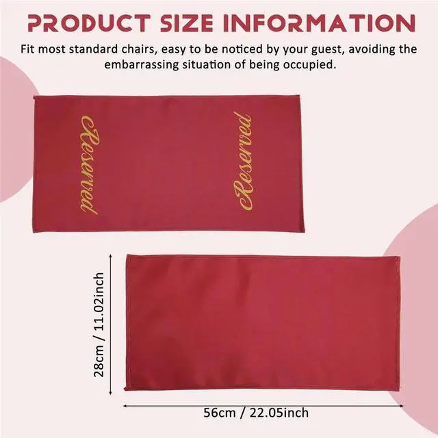 Alt view image 3 of 6 - 12 Pieces Reserved Seating Signs for Chairs 22 Inch Reserved Signs for Church Pews Cloth Placeholder for Restaurant B