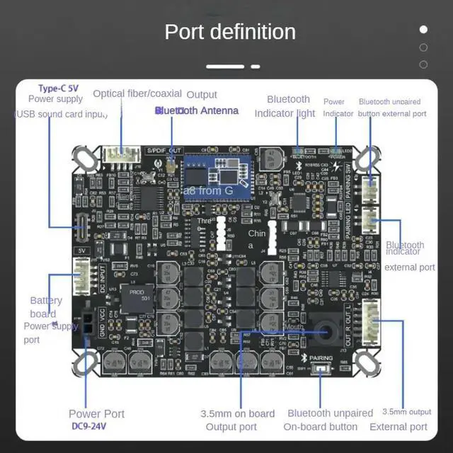 Alt view image 2 of 3 - QCC5171 Bluetooth 5.3 Audio Receiver ES9018K2M Decoder Board Coaxial Fiber AUX Output DC5V