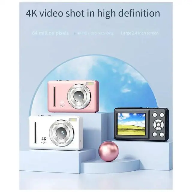 Alt view image 2 of 6 - 4K Ccd Digital Camera Photography Camera, Video Blog Camera, Film Camera, 4K 30FPS Mini Camera for Teenagers Black