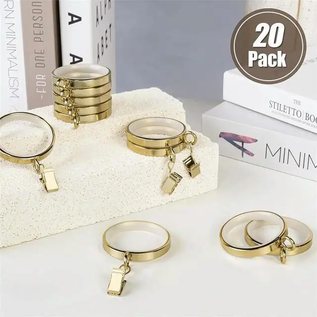 Alt view image 2 of 6 - uyuy 20 Premium Easy Glide Curtain Rings with Clips l Drapery Rings with Silent Nylon Inserts Curtain Rod Clips & Rings