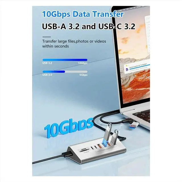 Main image of 10Gbps USB 3.2 Docking Station USB Hub Type C Splitter with Card Reader Aluminum Alloy Multi Ports Switch for PC Laptop