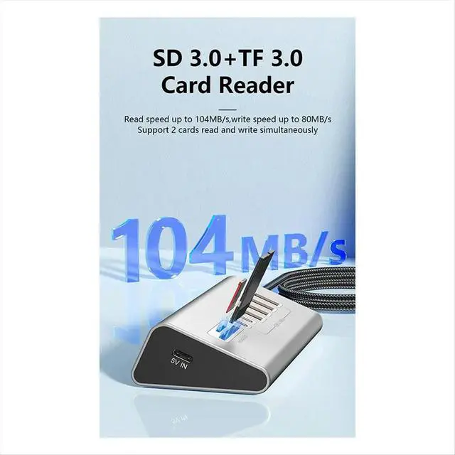 Alt view image 3 of 6 - 10Gbps USB 3.2 Docking Station USB Hub Type C Splitter with Card Reader Aluminum Alloy Multi Ports Switch for PC Laptop