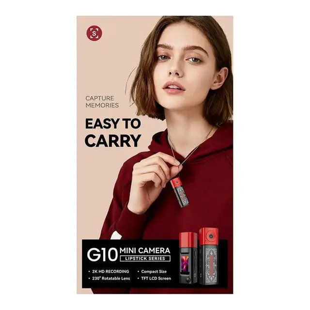 Alt view image 3 of 6 - Thumb Camera 2K HD Mini Keychain Recorder Autofocus 230° Video Recorder Lipstick Pocket Camcorder Black