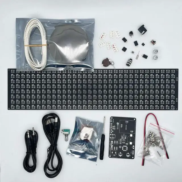 Alt view image 2 of 3 - diy electronic music spectrum kit RGB full color 32x8 lattice music spectrum display SMD WS2812 clock diy soldering project