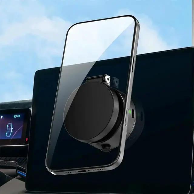 Alt view image 3 of 6 - For Magsafe Magnetic Vacuum Car Phone Holder 360° Rotatable Folding ligent Car Mount Magnetic Car Stable Holder