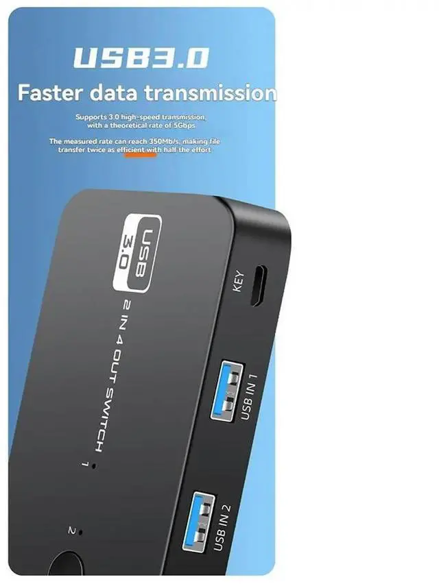 Main image of USB 3.0 Switcher USB KVM HUB Switch 4 Devices USB Switcher Selector for PC Keyboard Mouse Printer Monitor