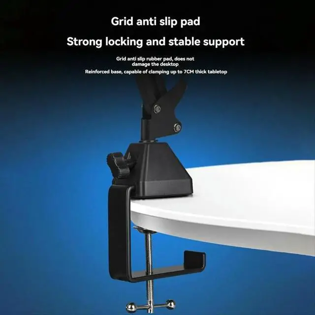 Alt view image 2 of 3 - Microphone Bracket RGB Microphone Arm Stand with RGB Light Rotatable Suspension Boom Scissor Stand Ordinary Base