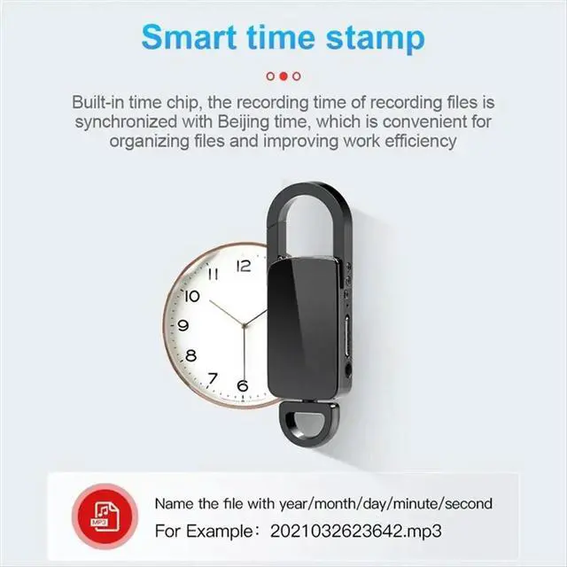 Alt view image 3 of 5 - Keychain Sound Activated Voice Recorder Key Hook Mini Dictaphone Voice Audio Recordin Noise Reduction MP3 Player 32G