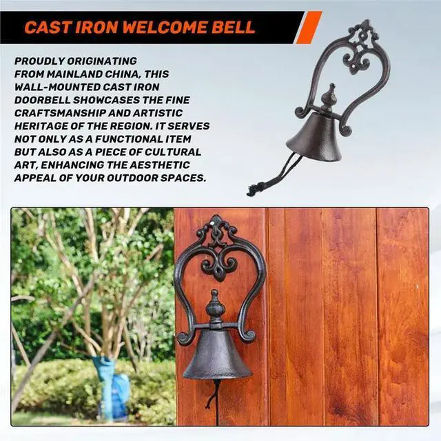 Main image of Nordics Style Vintage Brown Iron Door Bell for Garden and Porch