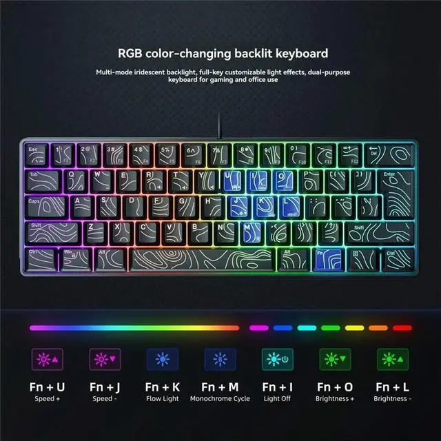Alt view image 2 of 3 - 61 Keys RGB Mechanical Keyboard,USB Wired Keyboard Blue Switch for PC Gaming Laptop