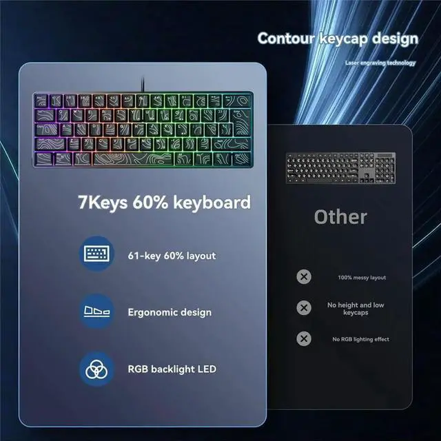 Alt view image 3 of 3 - 61 Keys RGB Mechanical Keyboard,USB Wired Keyboard Blue Switch for PC Gaming Laptop