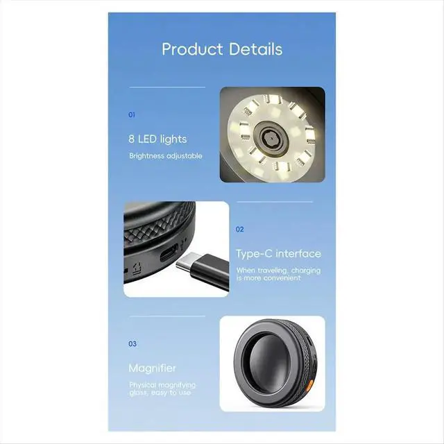 Alt view image 3 of 3 - 500X Autofocus Digital Microscope Magnifier 2.0inch IPS Foldable Magnifying Glass 2 Megapixel with 8 LEDs