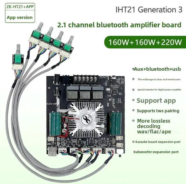 Main image of HT21-3G Third Generation TDA7498E Bluetooth Amplifier Board Module Subwoofer High and Low Tone Adjustment 160Wx2+220W