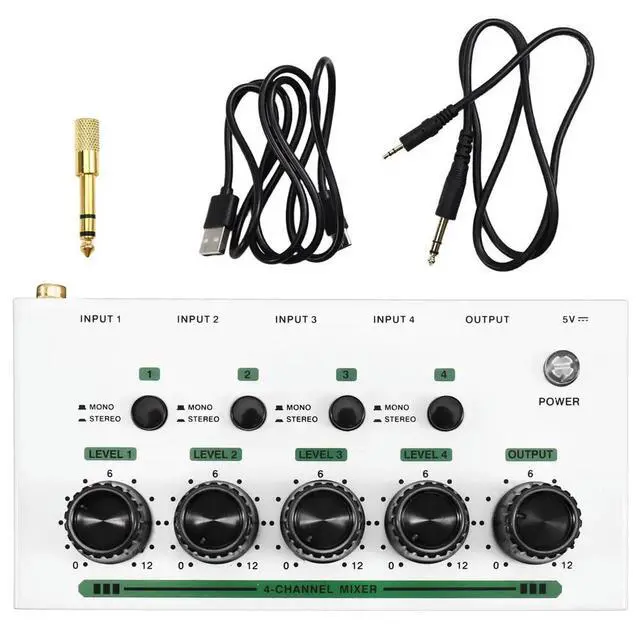 Alt view image 3 of 6 - Audio Mixer Mini Stereo Mixer Ultralow Noise 4 Channels Mixers Mixing Console for Electric Guitar Drum Piano