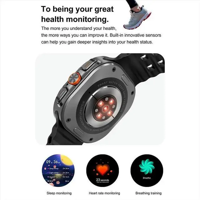 Alt view image 2 of 6 - DT Watch Ultra 47mm Watch Bluetooth Call Compass 3D Menu Charging Series 7 watch Black