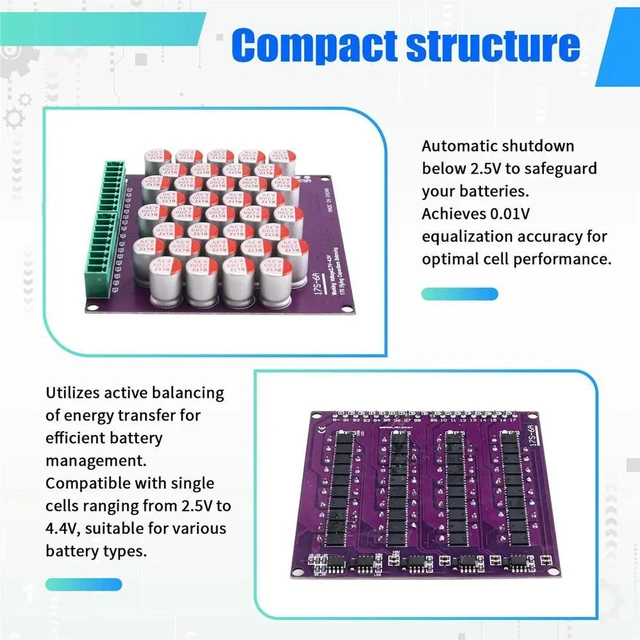 Alt view image 2 of 6 - 6A 0.01V Active Equalizer Balancer Equalization Balancing Li-Ion /LiFePo4 Lithium Balance Board 17S6A