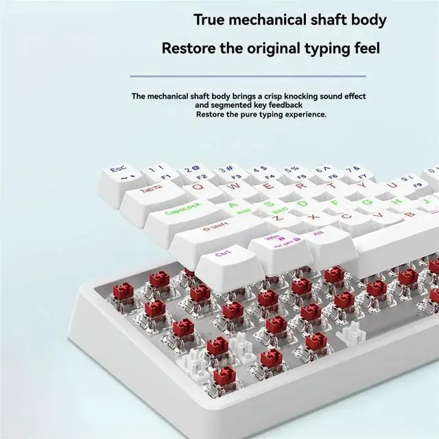 Alt view image 3 of 6 - 68 Key Mechanical Keyboard USB Wired RGB Backlight LED Red Switch Keyboard for Game PC Laptop Office