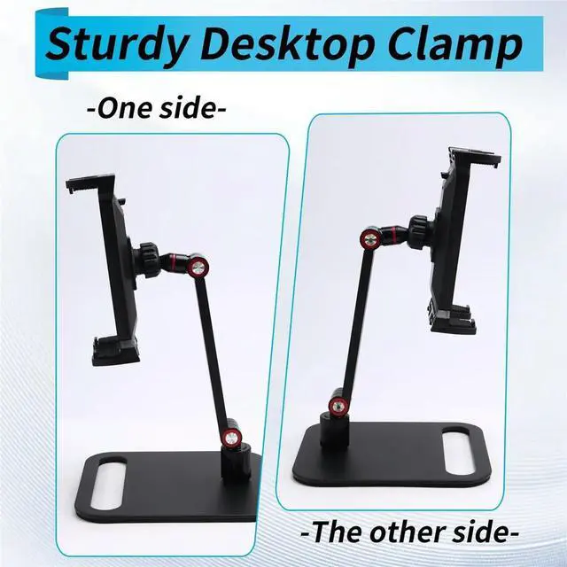 Alt view image 2 of 6 - Adjustable Monitor Stand 360° Swivel Bracket Tablet Holder Compatible with Tablet Desktop Clamp Stand A