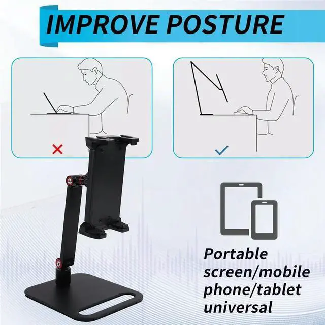Main image of Adjustable Monitor Stand 360° Swivel Bracket Tablet Holder Compatible with Tablet Desktop Clamp Stand A