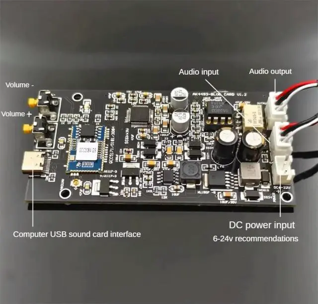 Alt view image 3 of 3 - Bluetooth 5.4 QCC5181+ ES9039 DAC Lossless Receiver Module with Volume Button Antenna 24bit 192K LDAC APTX HD DC6V-24V