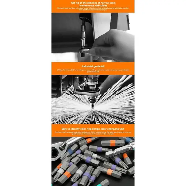 Alt view image 3 of 6 - Screwdriver Kit 42 in 1 Ratchet Torque Wrench Magnetic Drive Set with Extension Rod, Suitable for Furniture Repair Tool