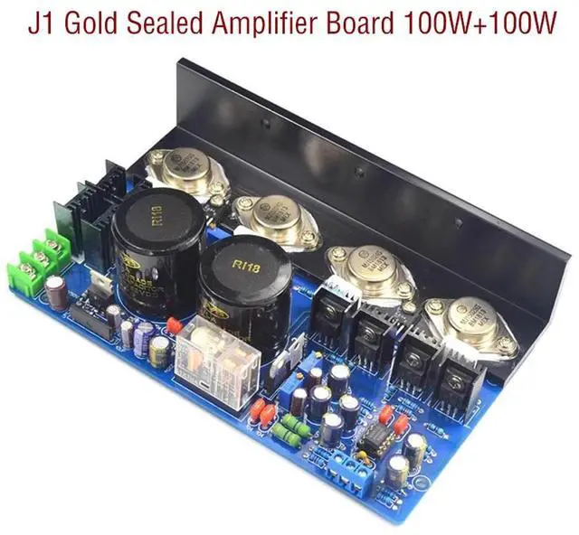Main image of J1 Gold Sealed Power Amplifier Board 100W 2.0 HiFi Class AB Amplifier Board Finished Board Tested Good Adjustable Class A