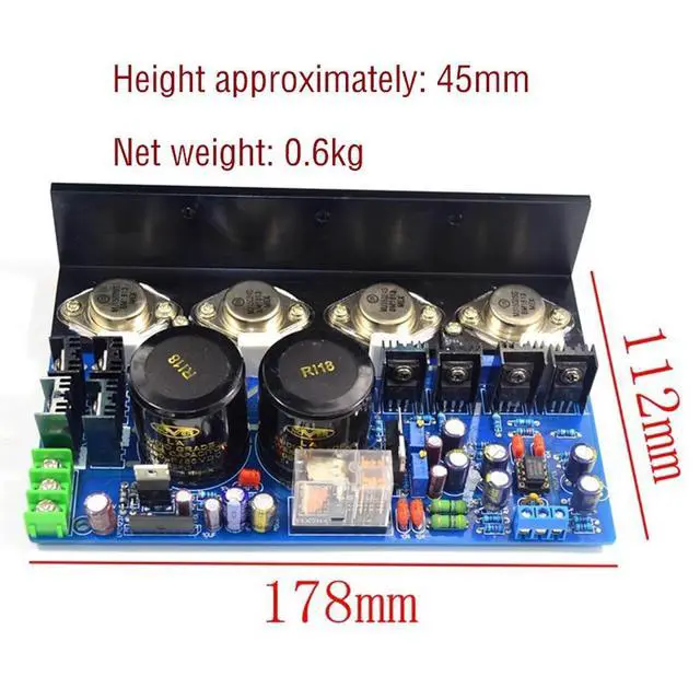 Alt view image 2 of 3 - J1 Gold Sealed Power Amplifier Board 100W 2.0 HiFi Class AB Amplifier Board Finished Board Tested Good Adjustable Class A