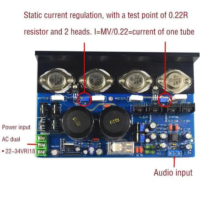 Alt view image 3 of 3 - J1 Gold Sealed Power Amplifier Board 100W 2.0 HiFi Class AB Amplifier Board Finished Board Tested Good Adjustable Class A