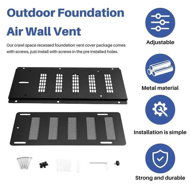 Alt view image 3 of 3 - Crawl Space Vent Cover Foundation Vent Cover for Crawl Space Garage Attic Home Outdoor Foundation Air Wall Ven
