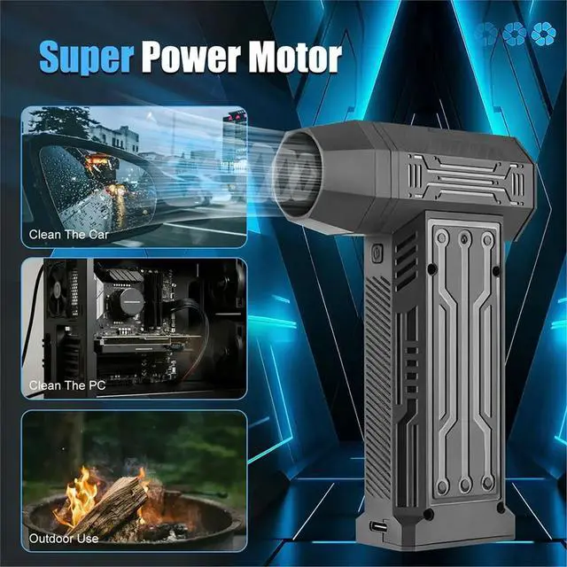 Alt view image 2 of 3 - Compressed Air Duster 130000RPM Mini Cordless Electric Duster Rechargeable 3-Speed Adjustable with LED Light Nozzles