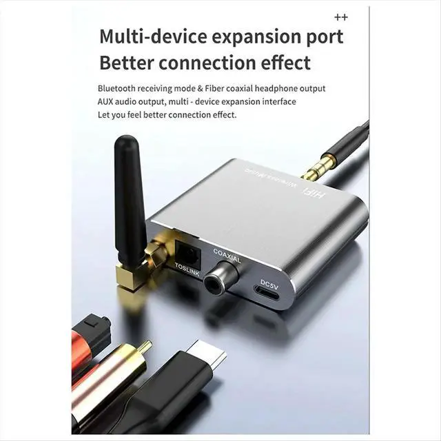 Alt view image 2 of 5 - AptX-HD Bluetooth 5.2 Receiver HIFI Music Audio Adapter with 3.5mm Aux Toslink/Coaxial Output for Speaker Amplifer Car