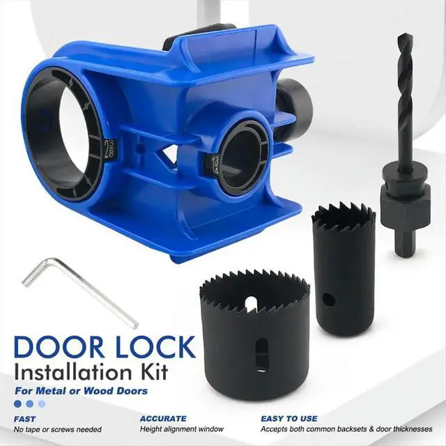 Alt view image 3 of 6 - Door Lock Installation Kit, Door Lock Jig, Only for Wood Doors, Hole Saw Kit for Easy Lockset Installation Orange