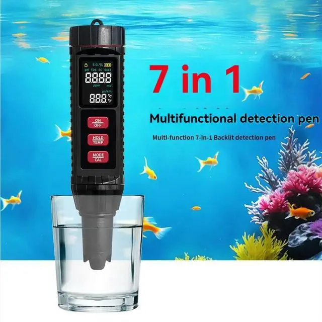 Alt view image 3 of 6 - 7 in 1 Digital Water Tester ORP PH TDS EC Meter Salinity SG Temperature Multifunction Tester for Aquarium Pool