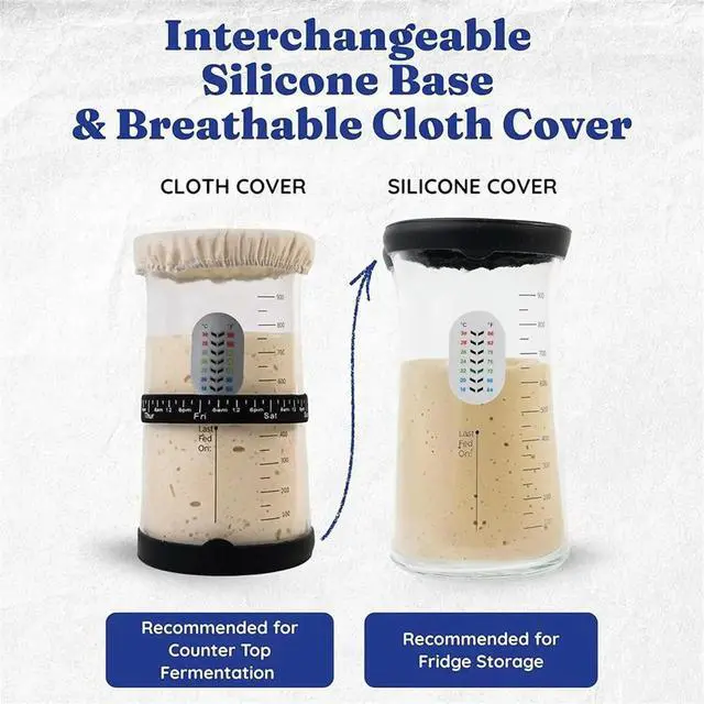 Alt view image 2 of 6 - Pro Sourdough Starter Kit -42oz Wide Mouth Sourdough Starter Jar - Glass Sourdough Jar, Cloth Cover, Spatula Thermograph