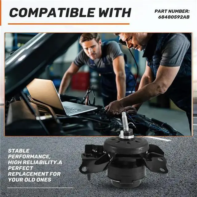 Alt view image 2 of 3 - For Jeep JL Wrangler 2021-2025 Front Right Engine Motor Mount 68480592AB 3.6L