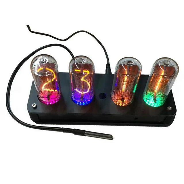 Alt view image 2 of 3 - 4-Bit IN-18 Glow Tube Retro Creative Clock Inductive Switch With Date,Temperature Display GPS Timing Friend Gift