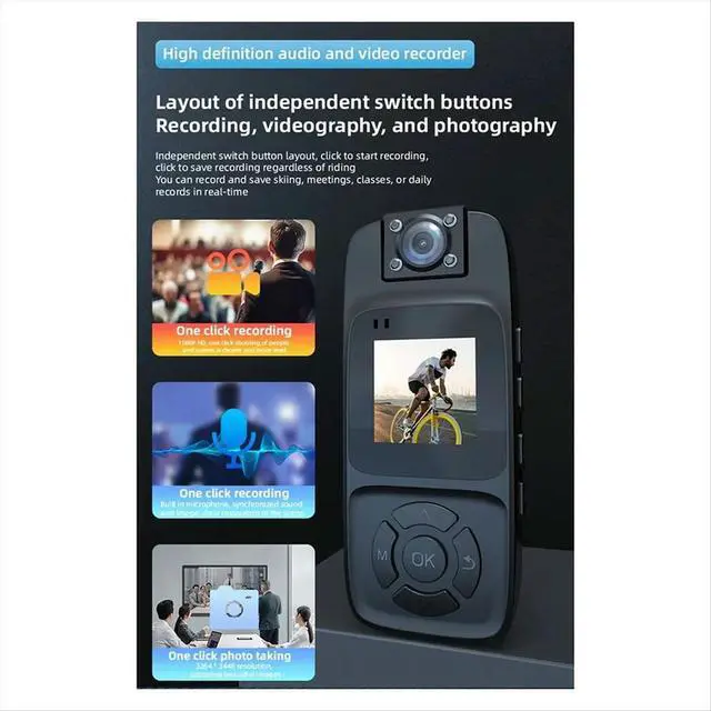 Alt view image 3 of 6 - Camera 4K HD Digital Video Recorder Back Clip Body Cam Night Vision Sports Miniature Camcorder