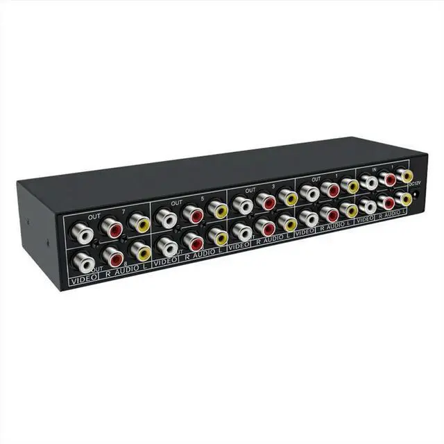 Main image of AV Splitter 2 in 8 Out Composite Video RCA Splitter 8 Way 3 RCA Splitter Amplifier Distributor 2 in 8 Out Switcher Box