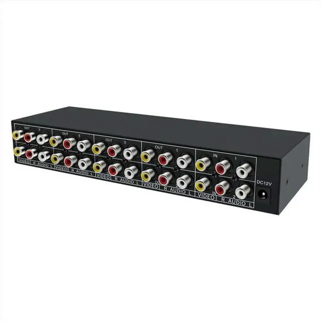 Alt view image 3 of 6 - AV Splitter 2 in 8 Out Composite Video RCA Splitter 8 Way 3 RCA Splitter Amplifier Distributor 2 in 8 Out Switcher Box