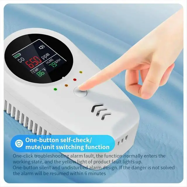 Alt view image 3 of 3 - Gas, Carbon Monoxide, Temperature, Humidity Detection with HD Display Safety Alarm for Home Apartments & Villas US PLUG