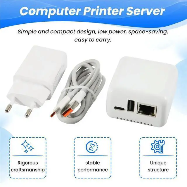 Main image of 1PCS NP330 Network USB 2.0 Print Server USB2.0 Mini Printer Server 100Mbps RJ45 Connection for Androids Phones EU Plug
