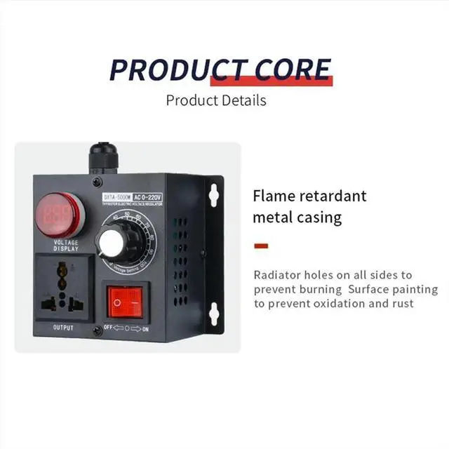 Main image of Variable Voltage Regulator 5000W Speed Temperature Light Voltage Uelatic Pressure Controller UK Plug
