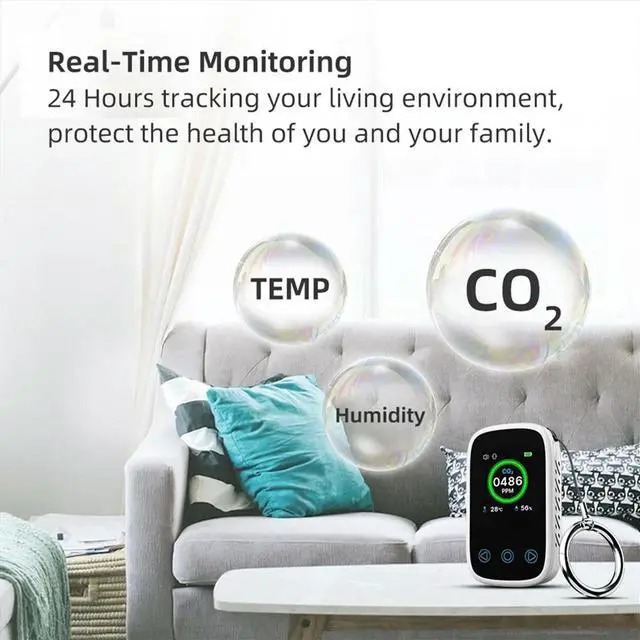 Alt view image 3 of 3 - 3 in 1 Digital Carbon Dioxide Detector with Alarm Mini Temperature & Humidity Meter CO2 Detector for Indoor