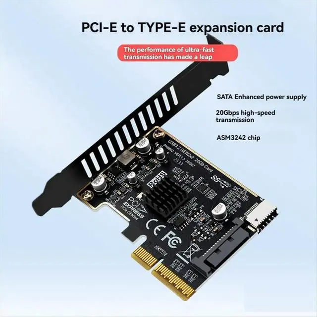 Alt view image 2 of 6 - PCI-E to TYPE-E Expansion Card PCIE X4 to TYPE-E USB 3.2 20Gbps Expansion Card for Type C Front Panel Mount Adapter