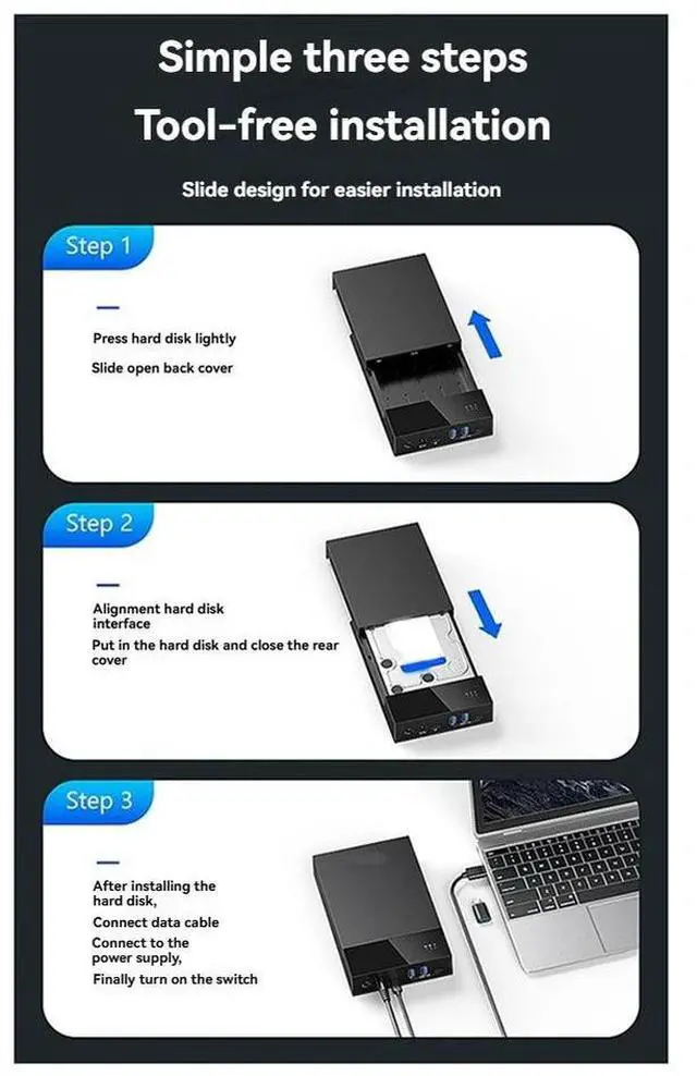 Main image of USB 3.0 to 3.5inch SATA Drive Docking Station External Hard Disk Enclosure for 3.5 2.5 Inch SATA SSD HDD 20TB US Plug